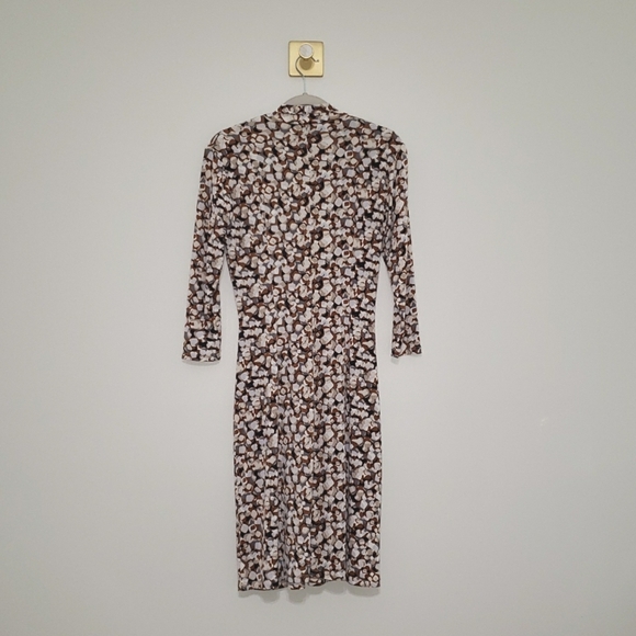 Y2k Retro Bodycon Midi Dress Medium Brown Tan Cowl Neck 3/4 Sleeve Office Career - Picture 5 of 12